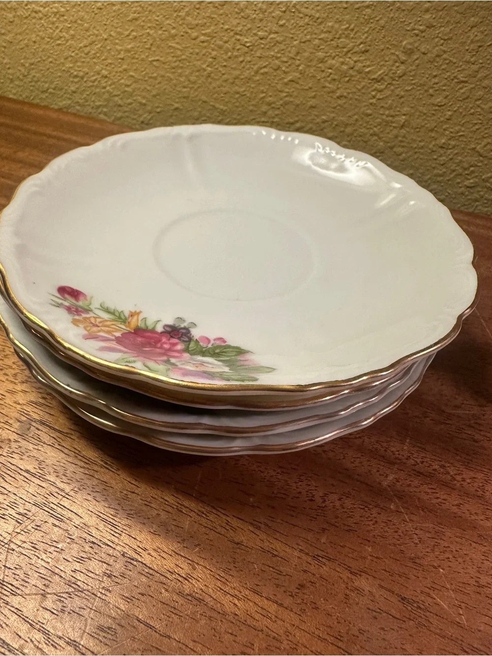 Floral Porcelain Teacup with Gold Trim